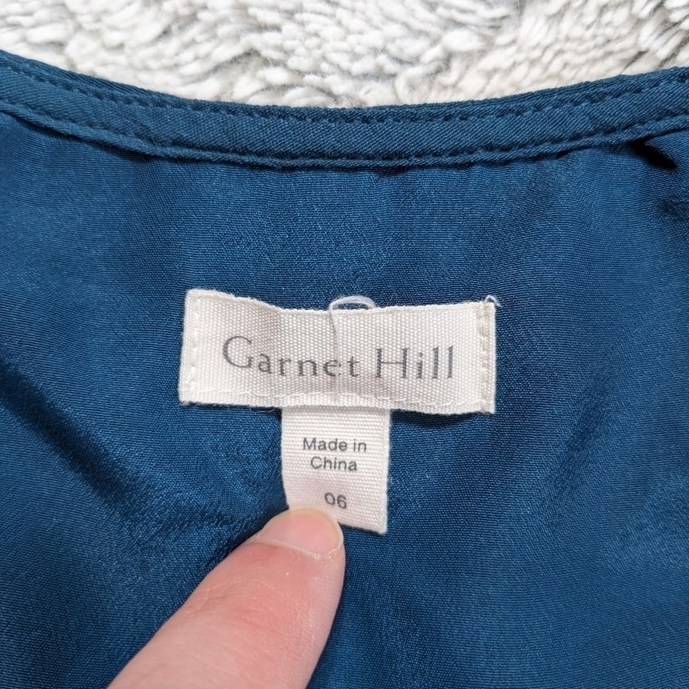Garnet Hill Dress Women's 6 Green Teal Embroidered Detail Boho Pockets - Picture 6 of 6